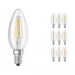 Confezione Multipack 10x Ledvance CLASSIC LED E14 Candela Filamento Chiara 4.8W 470lm - 827 Bianco Molto Caldo | Dimmerabile - Sostitutiva 40W