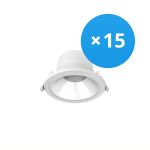 Confezione Multipack 15x Noxion Downlight LED Apollo 9W 1100lm 60D - 830 Luce Calda | 145mm - UGR <19